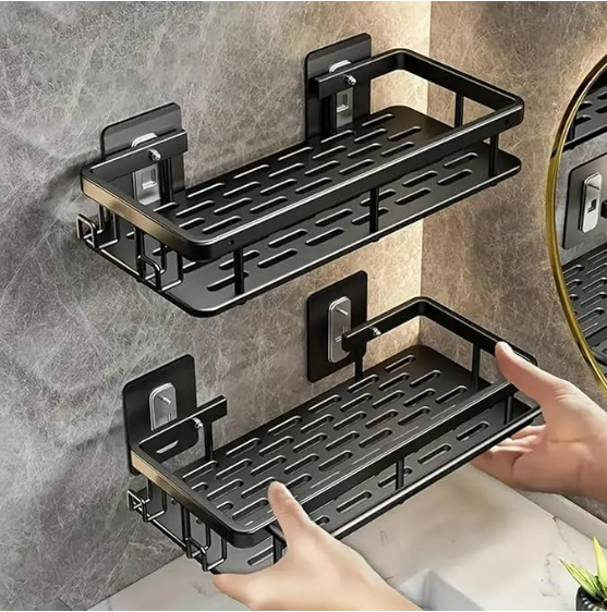 Accstore No-Drill Wall Mounted Bathroom Shelf Rack – Rustproof Metal Storage Organizer (2-Pack)