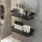 Accstore No-Drill Wall Mounted Bathroom Shelf Rack – Rustproof Metal Storage Organizer (2-Pack)